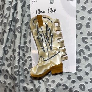 Cream Cowboy Boot Claw Clip